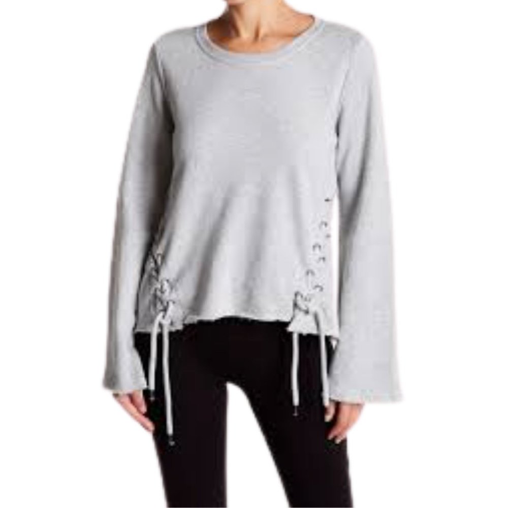 Betsey Johnson Lace Up Crop Oversize Fleece L